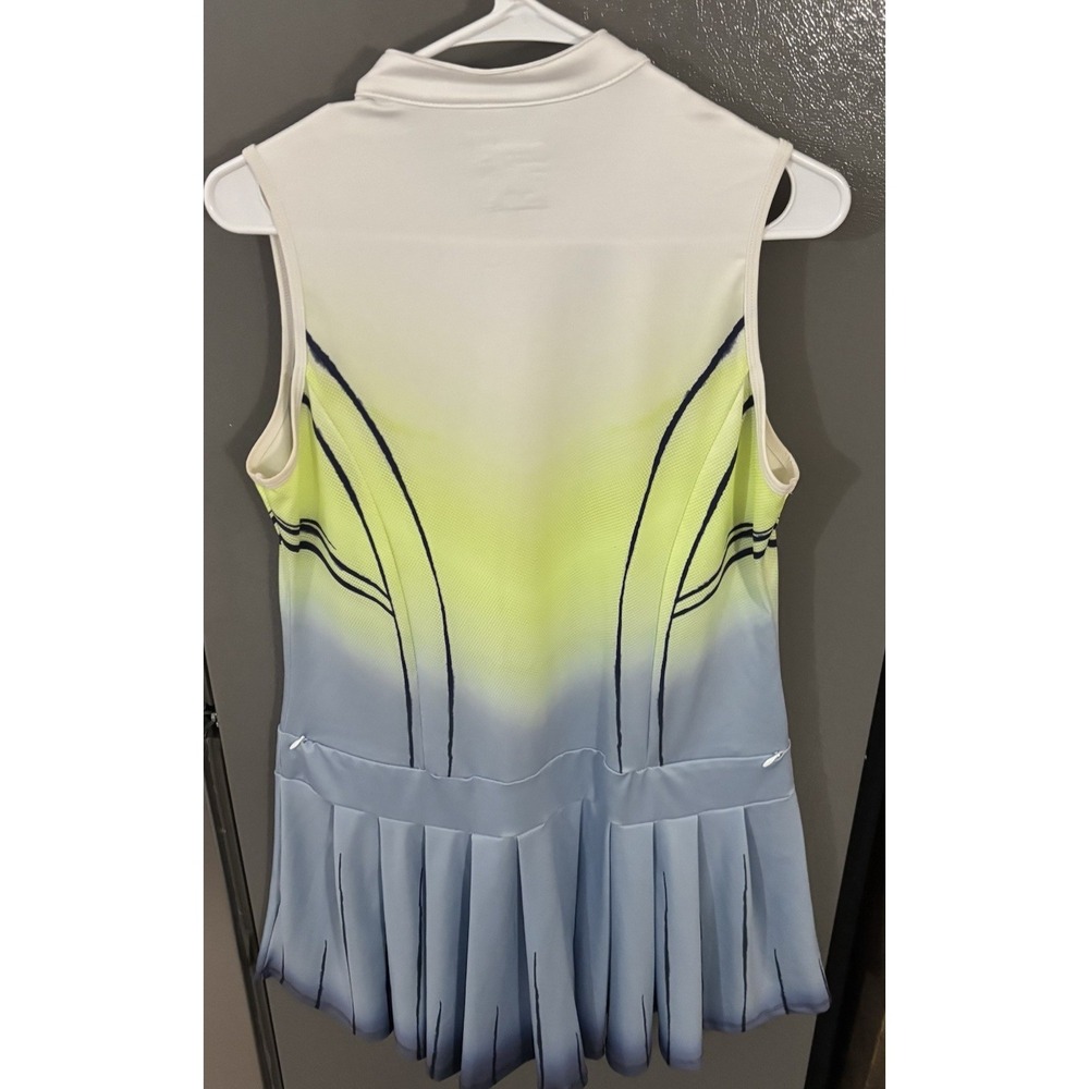 Lucky In Love Tennis Dress Wild Ombre Sleeveless Lime Blue‎ Women's Medium 8-10 - Picture 2 of 8